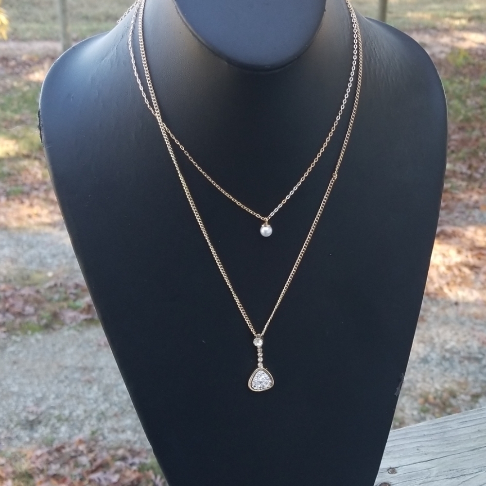 SOLD Silver layered druzy necklace - Picture 4 of 4